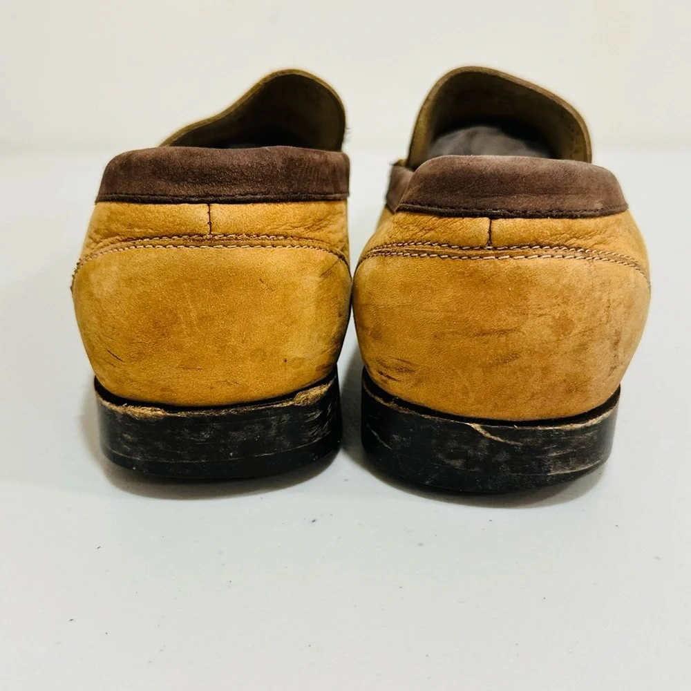 Brass Boot Brown Leather Loafers Dress Shoes‎ Size 9,5 M